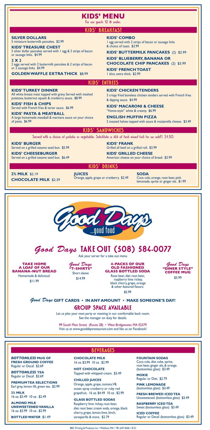 Good Days Menu Page 6