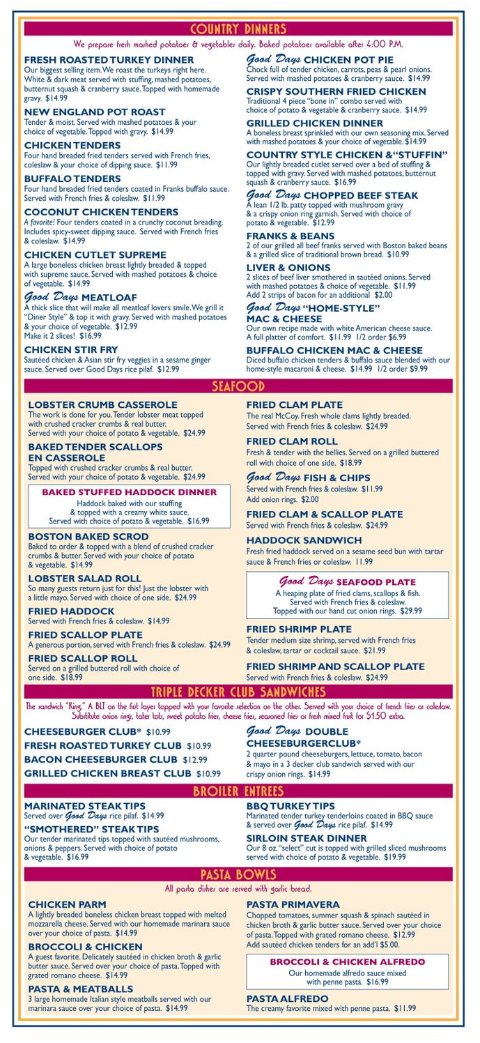 Good Days Menu Page 5