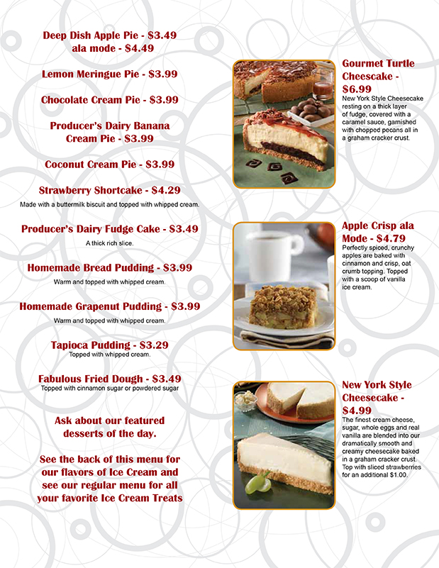 Good Days Restaurant Dessert Menu Page 2